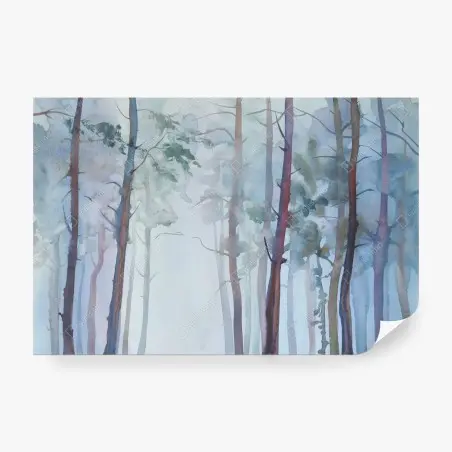 Fototapete nebliger aquarellwald – Pixers®