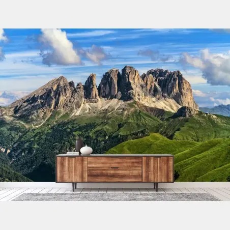Fototapete majestätische bergpanorama mit grünen hügeln – Pixers®