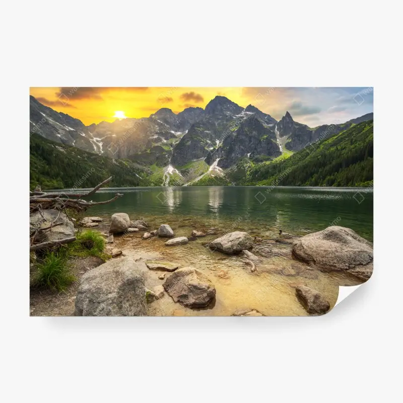 Fototapete sonnenuntergang über Morskie Oko, Tatra, Polen