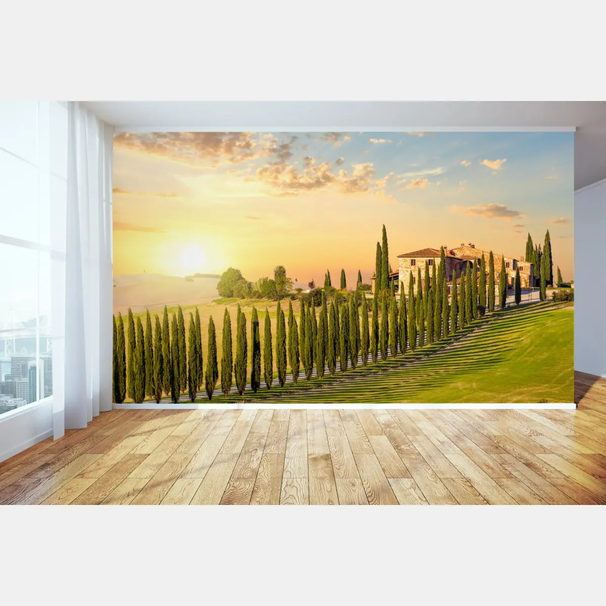 Fototapete Toskana sonnenuntergang zypressenallee – Pixers®
