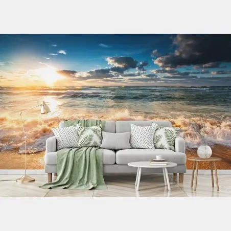 Fototapete goldener sonnenaufgang über dem meer – Pixers®