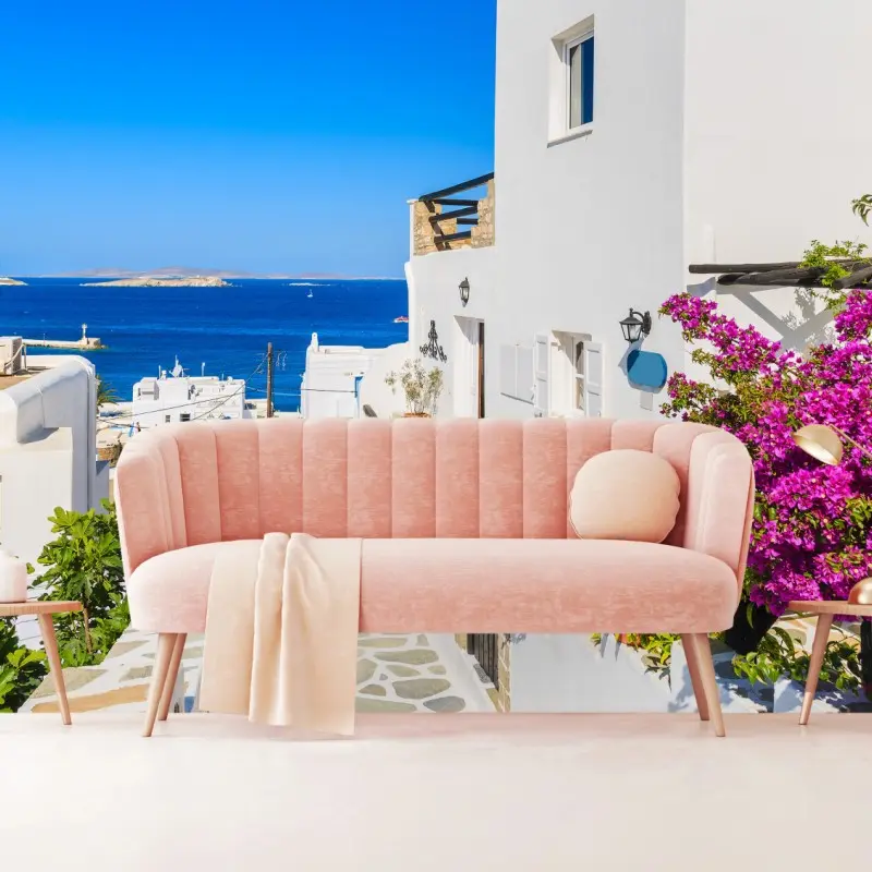 Fototapete sonnige gasse in Mykonos