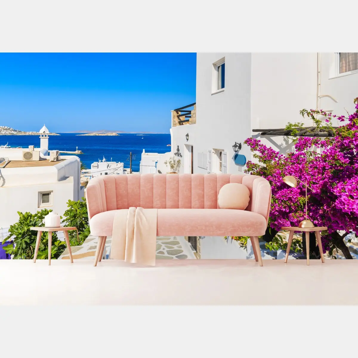 Fototapete sonnige gasse in Mykonos – Pixers®