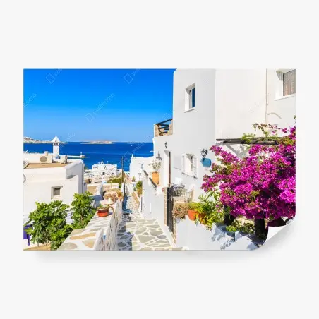 Fototapete sonnige gasse in Mykonos – Pixers®
