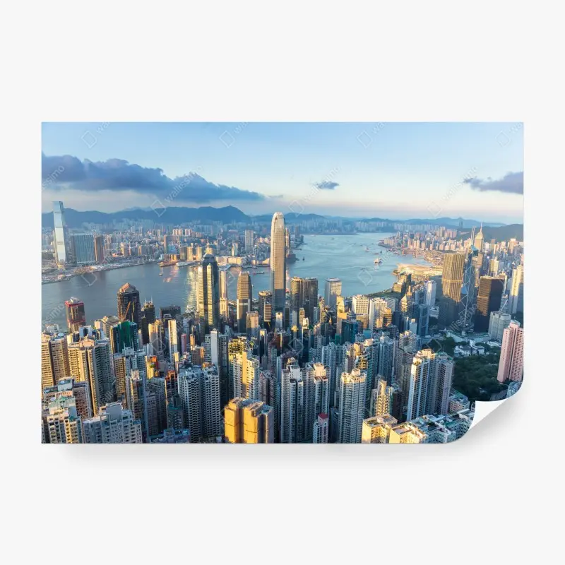 Fototapete panorama von Hongkong bei sonnenuntergang