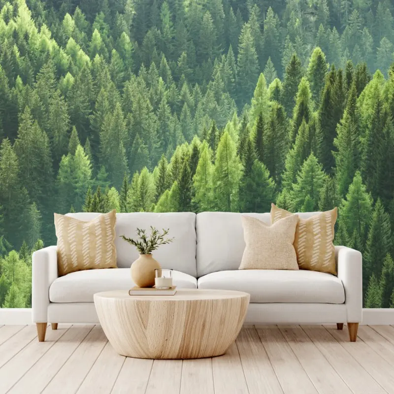 Fototapete üppige grüne waldpanorama