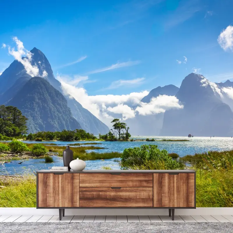 Fototapete malerische berglandschaft am fjord