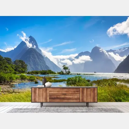 Fototapete malerische berglandschaft am fjord – Pixers®