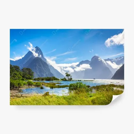 Fototapete malerische berglandschaft am fjord – Pixers®