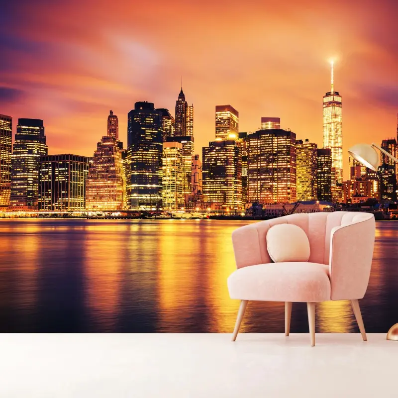 Fototapete New York skyline bei sonnenuntergang