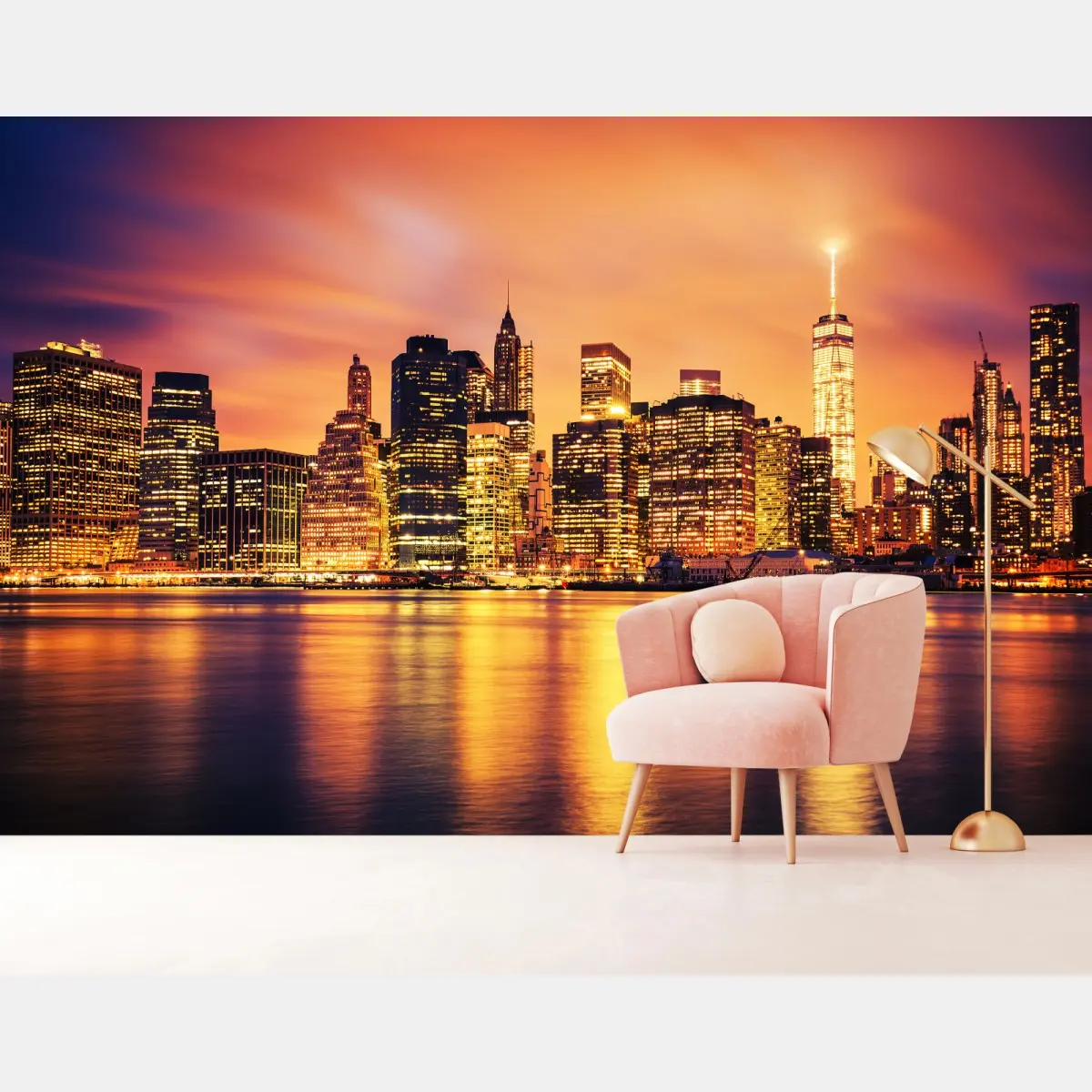 Fototapete New York skyline bei sonnenuntergang – Pixers®