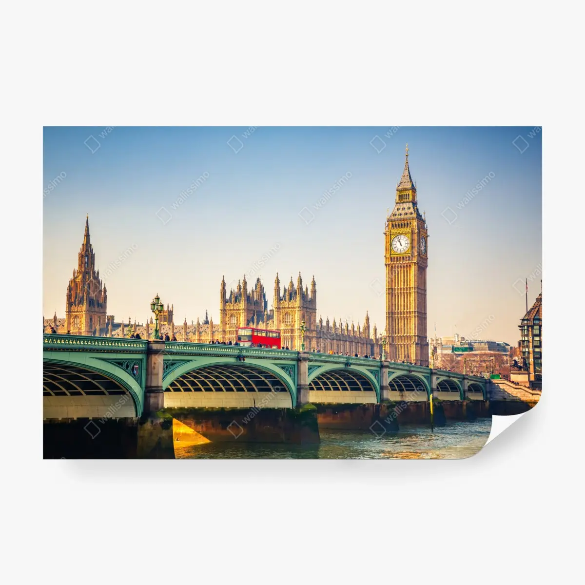 Fototapete sonnige ansicht von Big Ben und Westminster Bridge, London – Pixers®