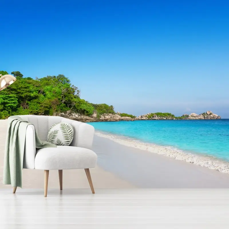 Fototapete tropischer strand mit weißem sand