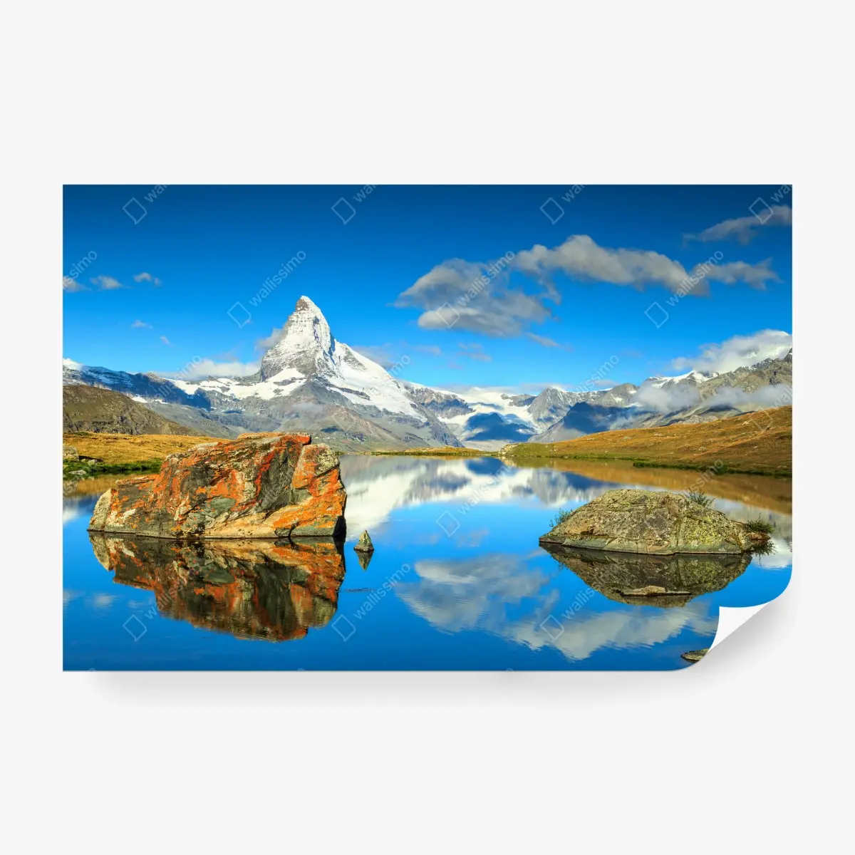 Fototapete spiegelung des Matterhorns über einem alpinen see – Pixers®