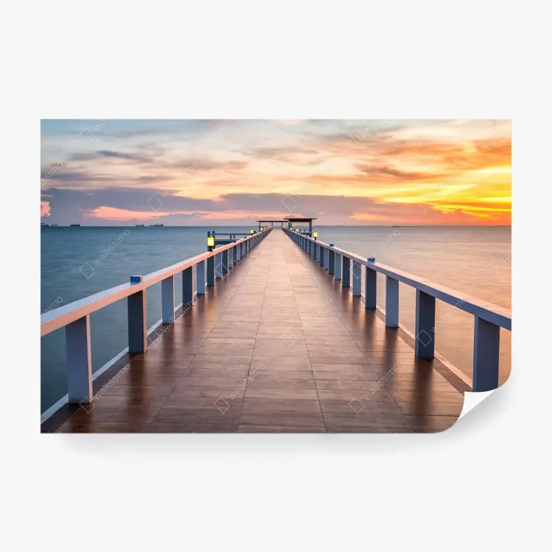 Fototapete seebrücke bei sonnenuntergang