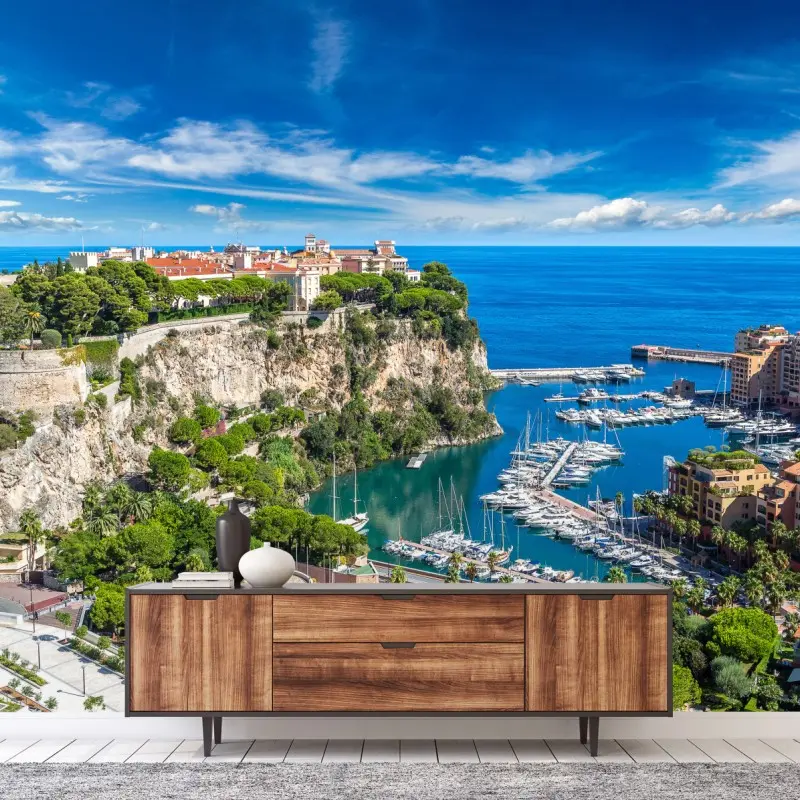 Fototapete panoramablick auf den hafen von Monte Carlo