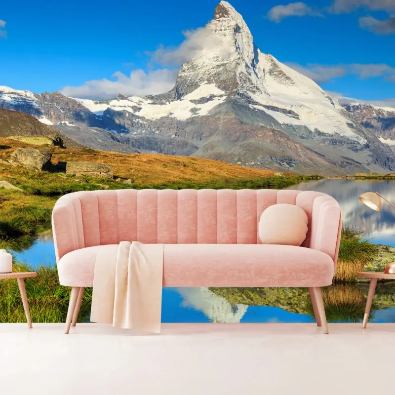 Fototapete majestätischer Matterhorn-spiegel im alpensee