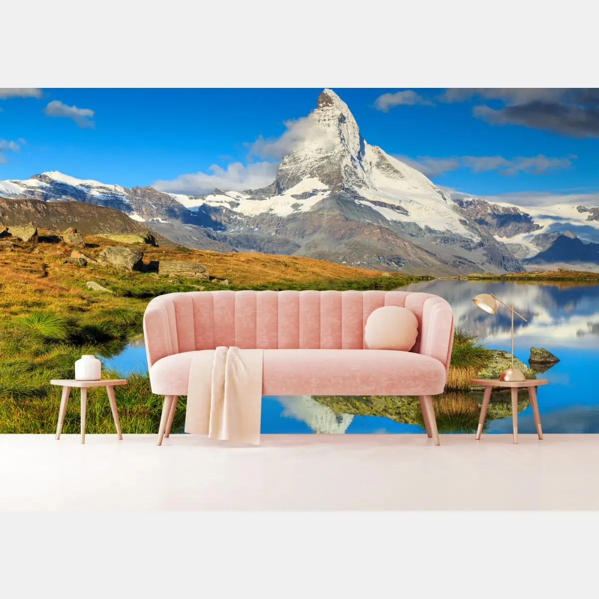 Fototapete majestätischer Matterhorn-spiegel im alpensee – Pixers®