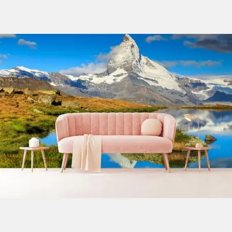 Fototapete majestätischer Matterhorn-spiegel im alpensee – Pixers®