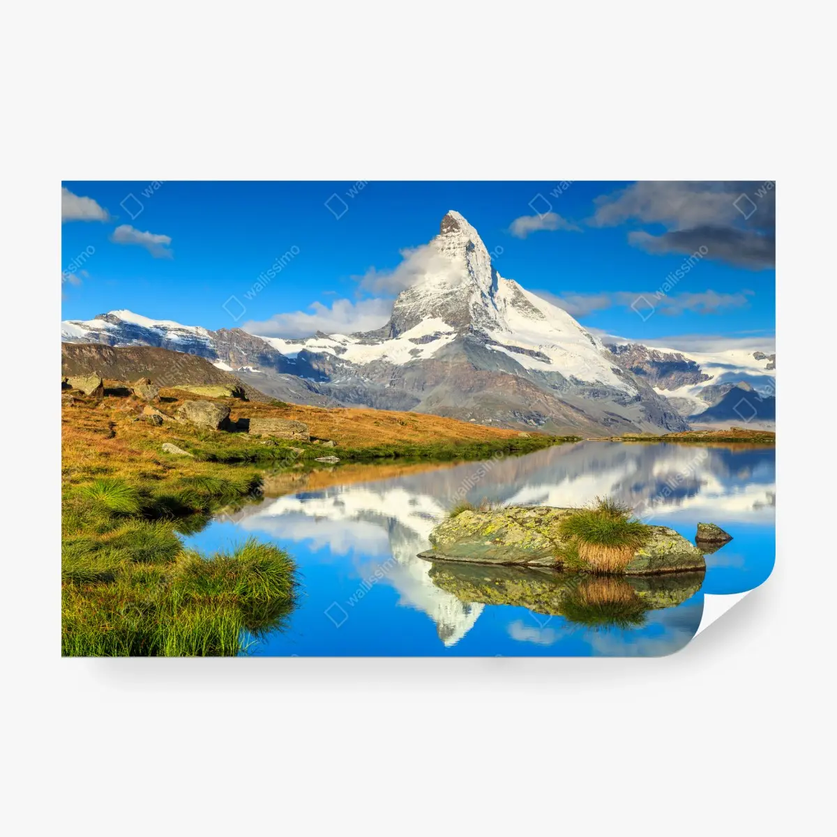 Fototapete majestätischer Matterhorn-spiegel im alpensee – Pixers®