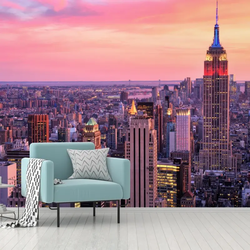Fototapete New York skyline bei sonnenuntergang