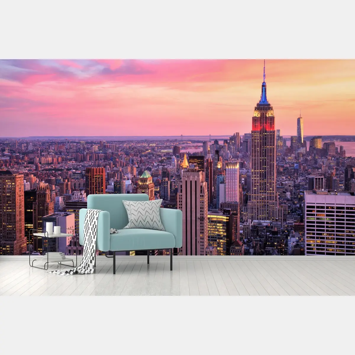 Fototapete New York skyline bei sonnenuntergang – Pixers®