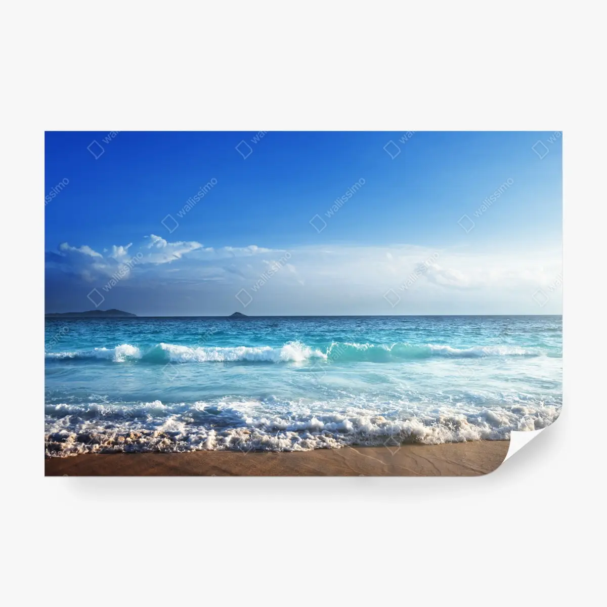 Fototapete tropischer strand auf den Seychellen bei sonnenuntergang – Pixers®