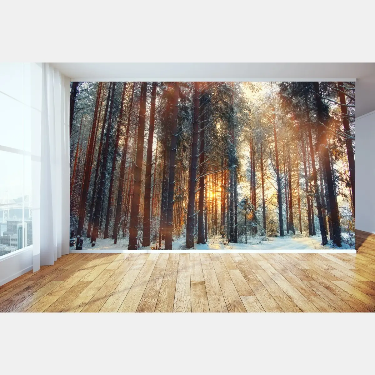 Fototapete winterwald im morgendlichen licht – Pixers®