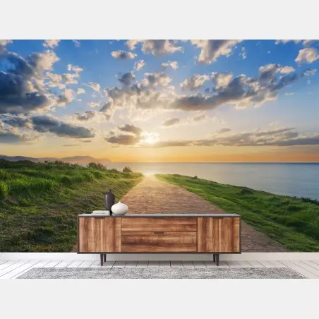 Fototapete weg zum meer bei sonnenaufgang – Pixers®