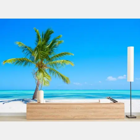 Fototapete tropische palme am weißen sandstrand – Pixers®
