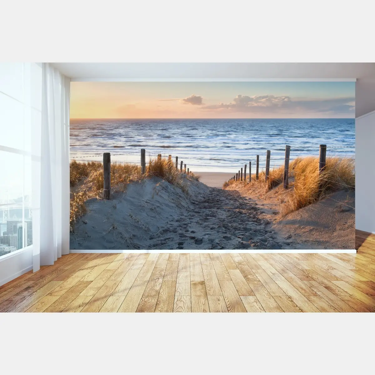 Fototapete sonnenuntergangspfad zur Nordsee, Holland – Pixers®