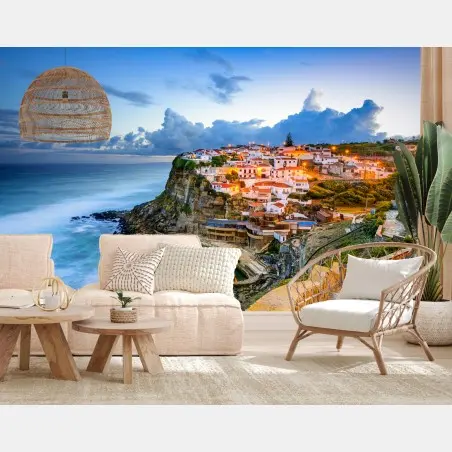 Fototapete Azenhas do Mar küstendorf auf der klippe, Portugal – Pixers®