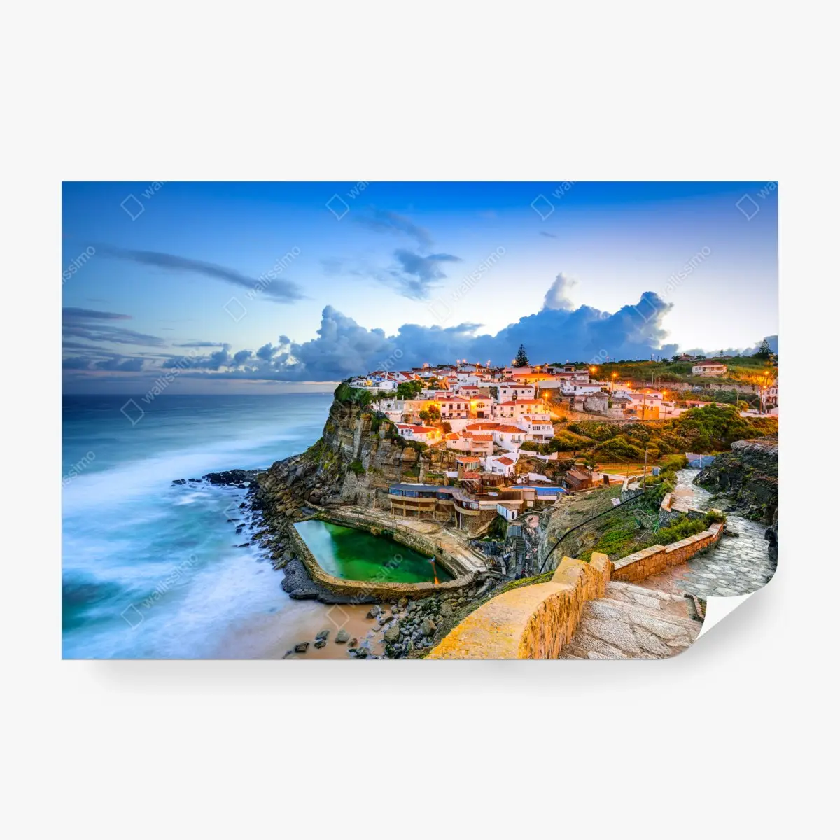 Fototapete Azenhas do Mar küstendorf auf der klippe, Portugal – Pixers®