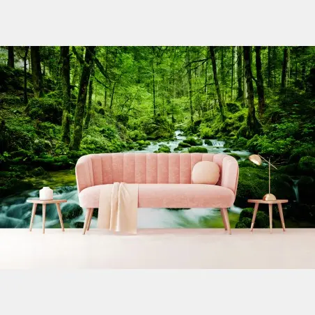 Fototapete moosbedeckter waldbach – Pixers®