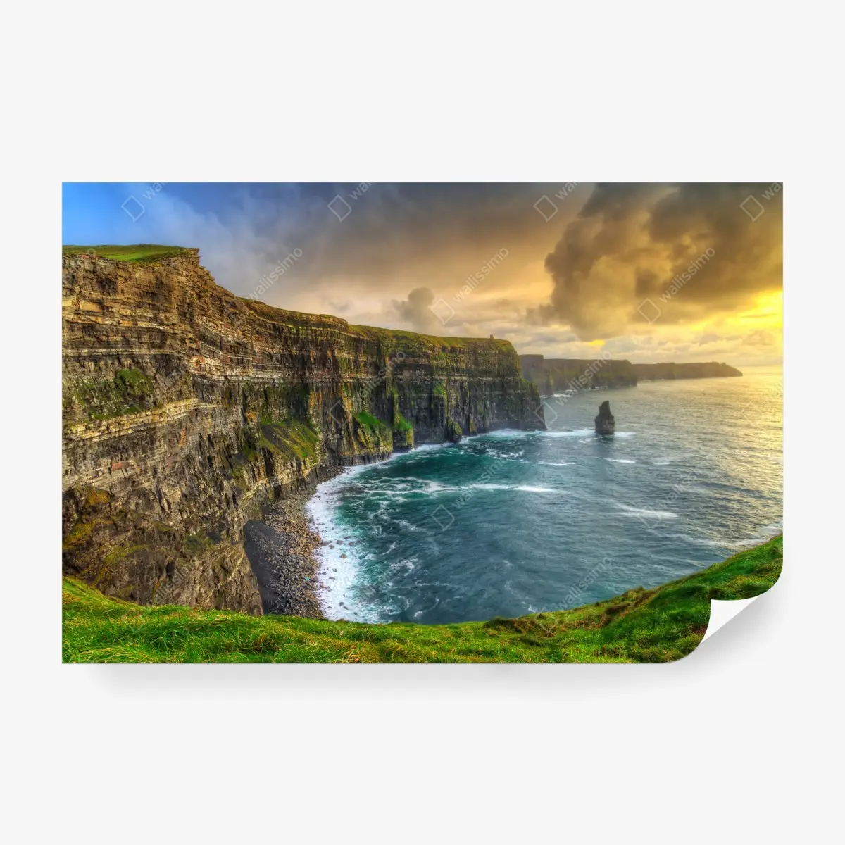 Fototapete dramatische küstenklippen bei sonnenuntergang – Pixers®