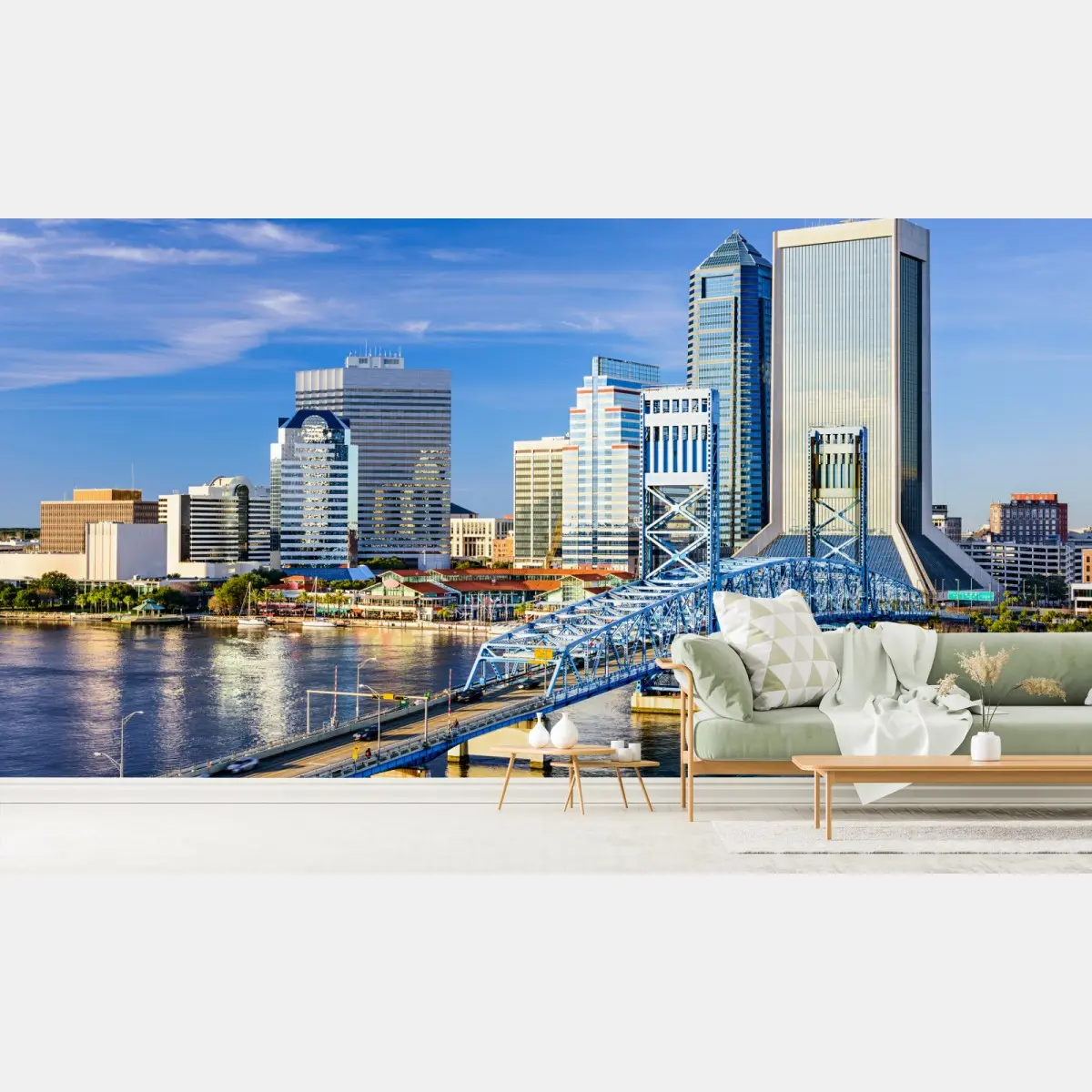 Fototapete Jacksonville skyline mit blauem brücke – Pixers®