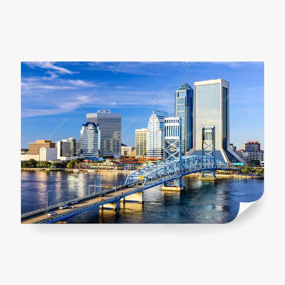 Fototapete Jacksonville skyline mit blauem brücke – Pixers®