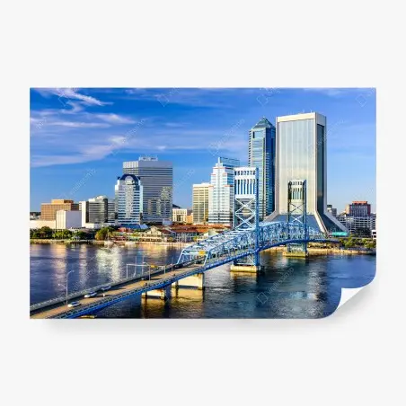 Fototapete Jacksonville skyline mit blauem brücke – Pixers®