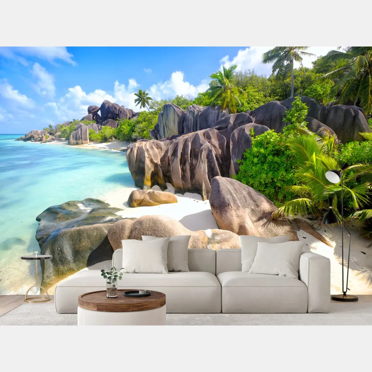 Fototapete Anse Source d'Argent, La Digue türkisfarbener strand – Pixers®