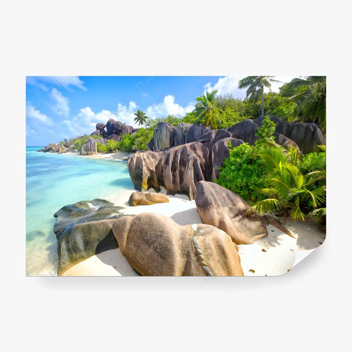 Fototapete Anse Source d'Argent, La Digue türkisfarbener strand – Pixers®