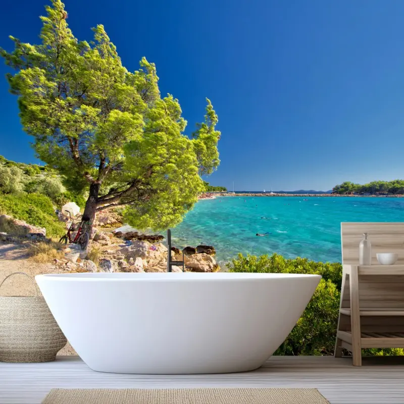 Fototapete idyllischer türkisfarbener strand auf der Insel Murter