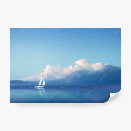 Fototapete segelboot auf ruhigem blauem meer – Pixers®