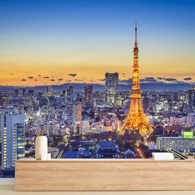 Fototapete Tokyo Tower bei dämmerung