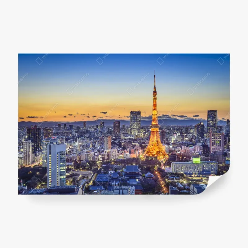 Fototapete Tokyo Tower bei dämmerung