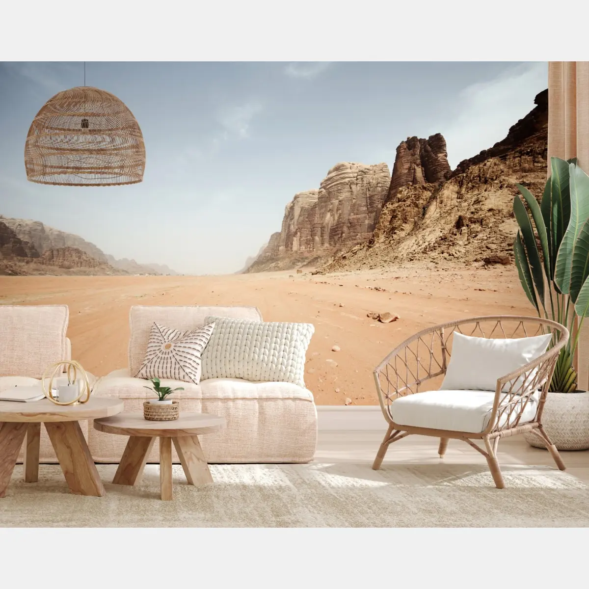 Fototapete weites wüstenpanorama in Wadi Rum, Jordanien – Pixers®