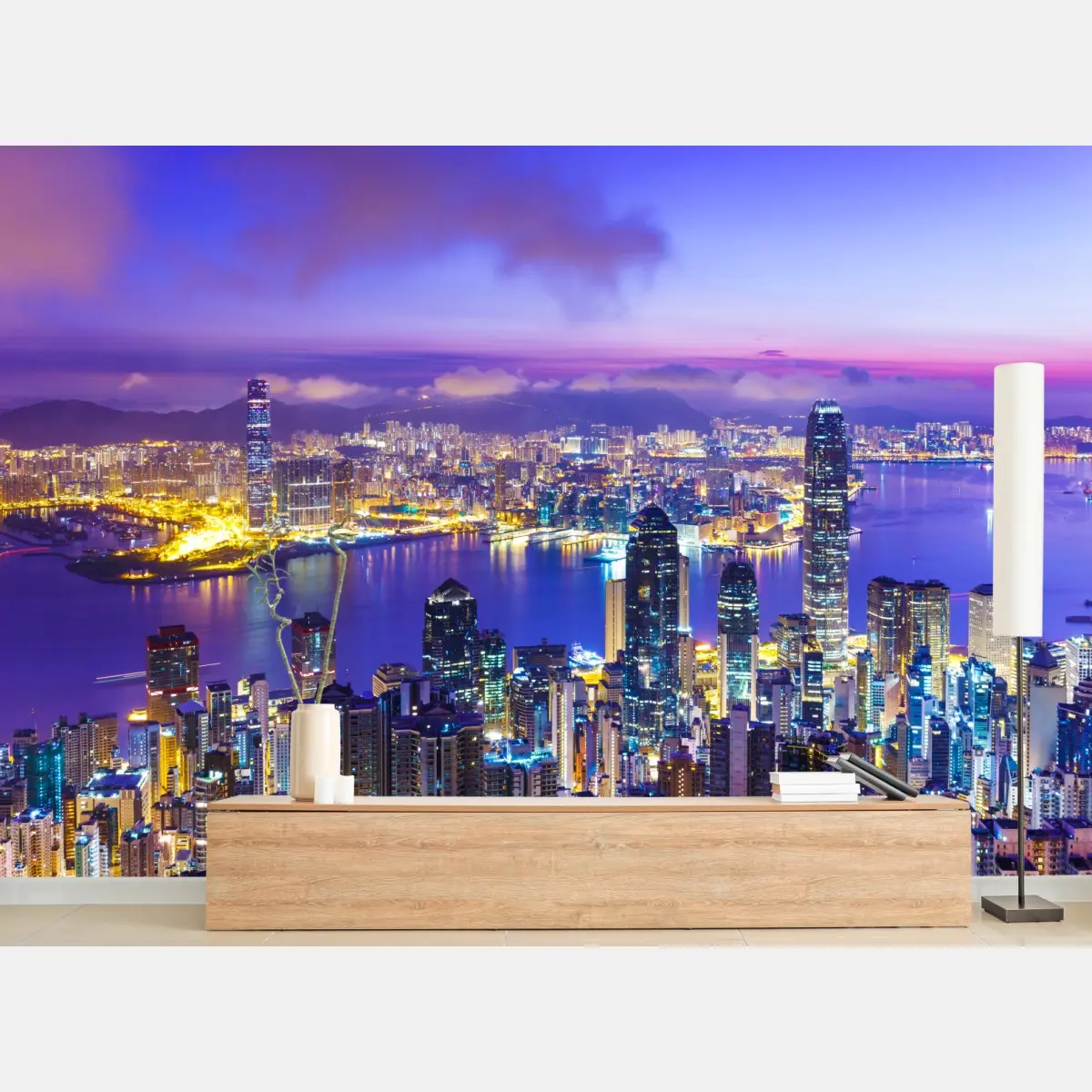 Fototapete Hong Kong skyline bei dämmerung – Pixers®