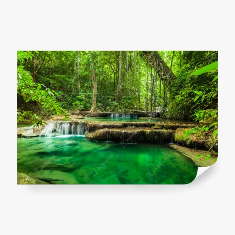 Fototapete ruhige türkisbecken am wasserfall Erawan