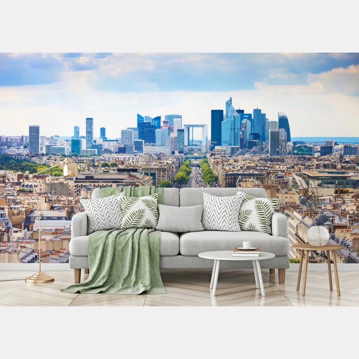 Fototapete Paris skyline über baumgesäumter avenue – Pixers®
