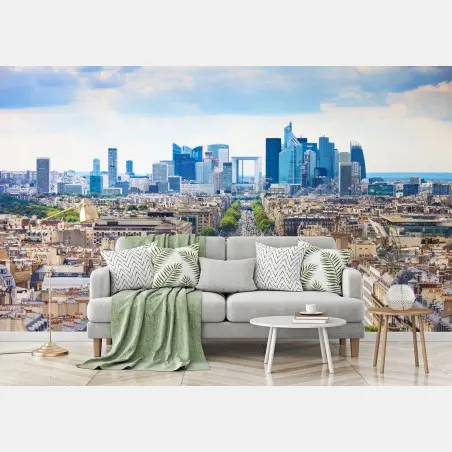 Fototapete Paris skyline über baumgesäumter avenue – Pixers®