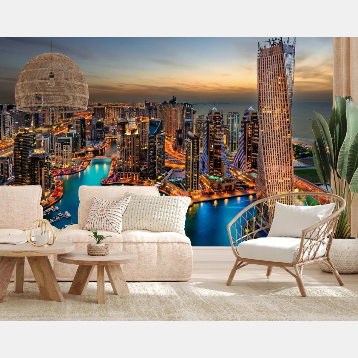 Fototapete Dubai marina skyline bei dämmerung – Pixers®